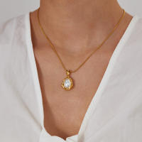 Collar con colgante de perlas de temperamento de acero inoxidable para mujer, diseño de nicho que combina con todo - details 7