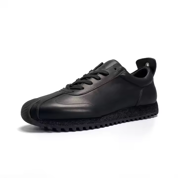 Nuevos zapatos deportivos negros de alta gama, zapatos de moda de piel de vaca, zapatos casuales de cuero para hombres - 1