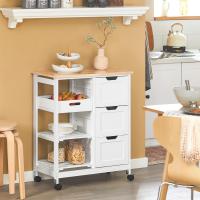 Carro de Almacenamiento Mueble Auxiliar Cocina Carrito de Servir con 3 Cajones 2 Estantes y 1 Bandeja Extraíble Negro - details 17
