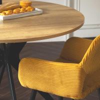 Juego de 2 Sillas de Comedor Vintage Retro Tapizadas en Gamuza con Reposabrazos y Patas Metálicas para Cocina/Salón - details 12