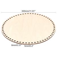 Fondo de cesta de madera Natural con agujero, Base de madera en blanco circular para tejer DIY, bolsa de ganchillo, moldeador de fondo artesanal, 30cm - details 1