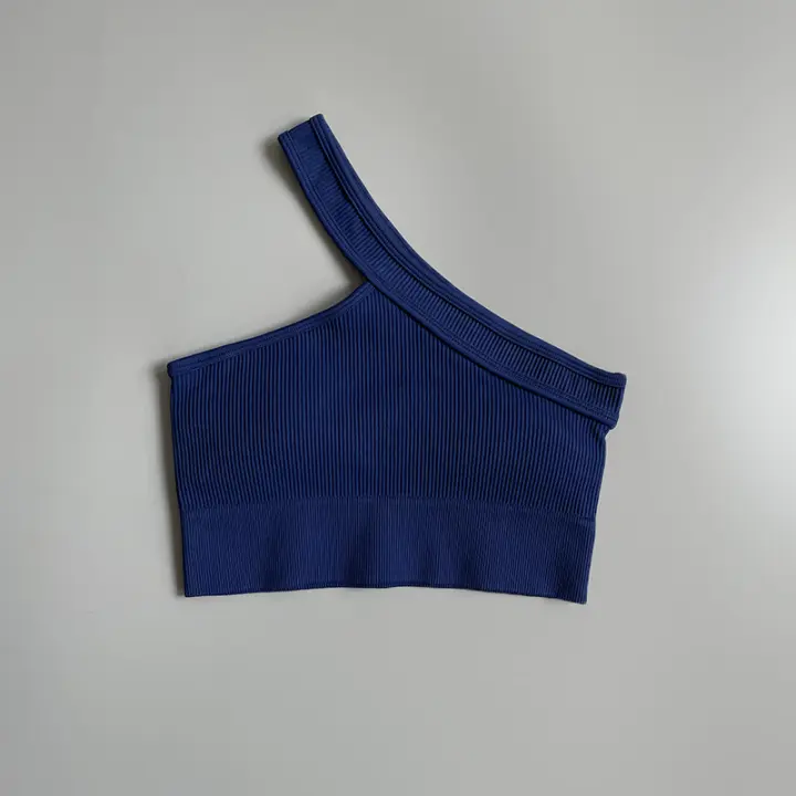 Sujetador sin costuras FKAFIT de spandex para mujer deportiva respirable con un hombro para yoga y deportes tipo crop top en nylon - 1