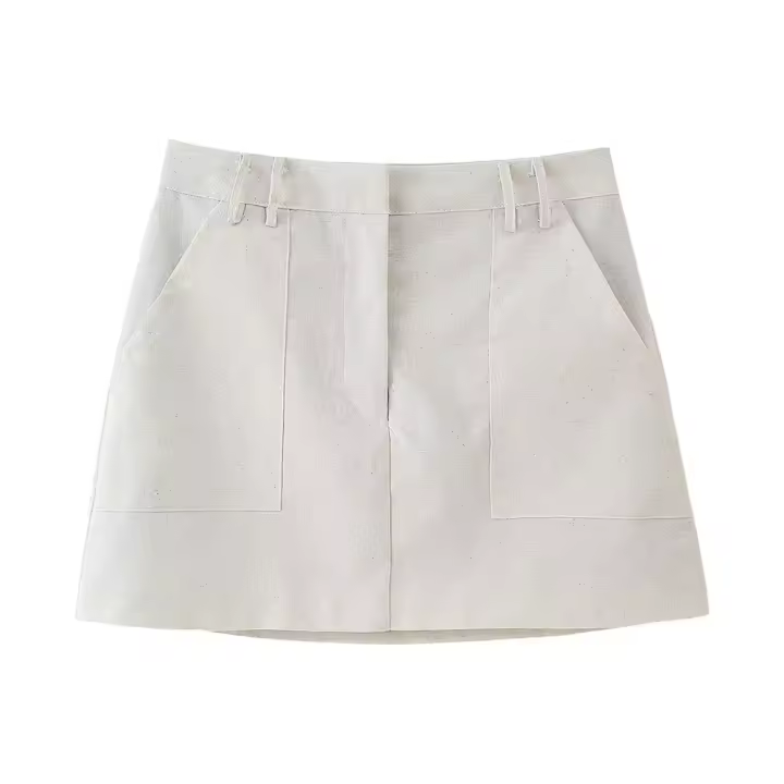 Falda corta estilo st, ropa de mujer, novedad de verano, holgada, informal, temperamento Simple, decoración de bolsillo, 2025 - 1