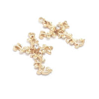 Colgantes de Cruza de Latón Dorado de 18K Joyería DIY Hallazgos de Collares y Pendientes - details 16