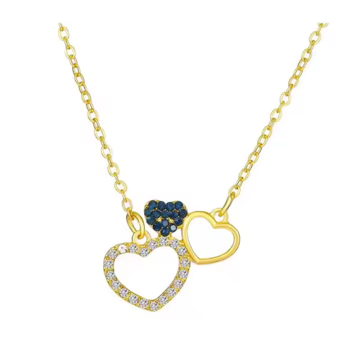 Joyas de Laboratorio Vintage Amor Patchwork Colgando Cadena de Cuello Hueco de Moda con Diamantes - 1