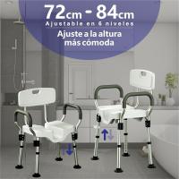 Silla de Baño Resistente Taburete con Resalto, Recorte, Asiento Antideslizante en Forma de U, Altura Ajustable para Ancianos, Discapacitados, Mujeres Embarazadas - details 2