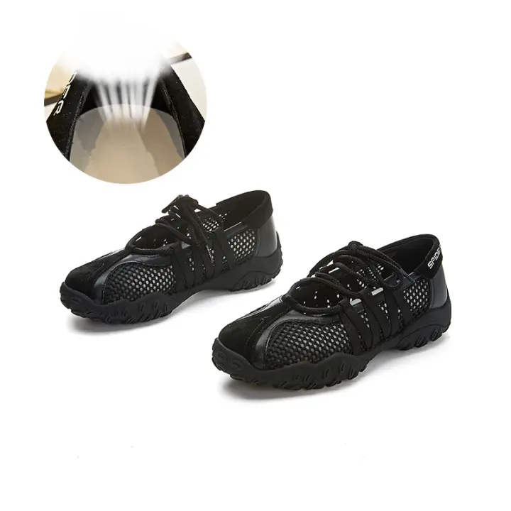 Nuevos zapatos Mary Jane de malla transpirable blanco zapatos casuales de alta gama de las mujeres zapatos de moda - 1