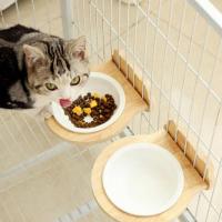 Cuenco de alimentación para mascotas colgante con Base de madera, diseño de suspensión, jaula fija para gatos, comederos de alimentos con forma de gato/oso, fácil limpieza - details 15