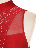 Elegante Traje de Patinaje de Hielo para Mujeres Leotardo de Ballet de Malla Transparente sin Mangas Traje de Baile Lírico Contemporáneo - details 37