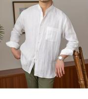 Camisa de Lino para Hombre Verano 2025 Cuello Henley Elegante Manga Larga Transpirable - details 29