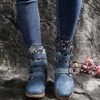 Otoño e Invierno nuevas botas Martin para mujer botas cortas bordadas de estilo étnico bohemio botas planas a media pantorrilla - details 0
