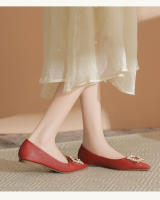 Zapatos planos de mujer estilo francés, 2025, nuevo estilo de hadas, perla, hebilla cuadrada, punta puntiaguda, boca poco profunda, no cansan los pies, zapatos individuales. - details 12