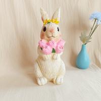 Estatuas Conejos para Jardín con Luz Solar LED, Decoración Exterior para Terraza/Césped/Balcón, Incluye Suculentas Artificiales, Autonomía 6 Horas, Regalo Original para Madres/San Valentín/Navidad - details 4