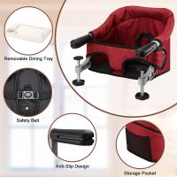 Trona Portátil Plegable con Arnés de Seguridad, Asiento Enganchable Infantil con Bolsa de Transporte para Casa y Viajes (Azul) - details 48