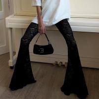 Pantalones negros con cintura elástica, diseño perspectiva para mujer, moda original - details 1