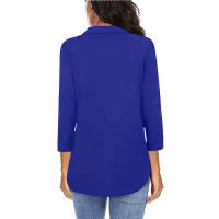 Camisa de Mujer 2025 Elegante Chifón, Cuello en V, Manga 3/4, Estilo Europeo, Tejido Transpirable - Moda de Oficina y Casual - details 15