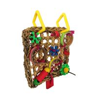 Red de escalada para pájaros, juguetes de loro tejido, mordedura de algas marinas, cuerda de cáñamo colgante, columpio, escalera de juego, masticar, forrajear, juguetes coloridos divertidos para loros - details 5