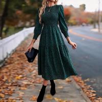 Primavera otoño nuevos vestidos de cuello redondo para mujer vestido de manga larga estampado A-line liquidación - details 9