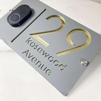Placa de Dirección de Casa Moderna de Acrílico Gris Brillante Personalizada para Decoración de Pared Ideal para Meubles y Hardware - details 8