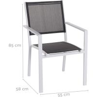 Silla de jardín apilable Deluxe Tailandesa |   De aluminio y textileno |   Tamaño 55x60x86 cm. |   (2, Negro y Marrón) - details 13