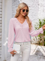 Ropa de calle informal elegante para mujer, camisetas lisas para mujer, ropa de moda para mujer, camisas Vintage para mujer, Top de primavera - details 17