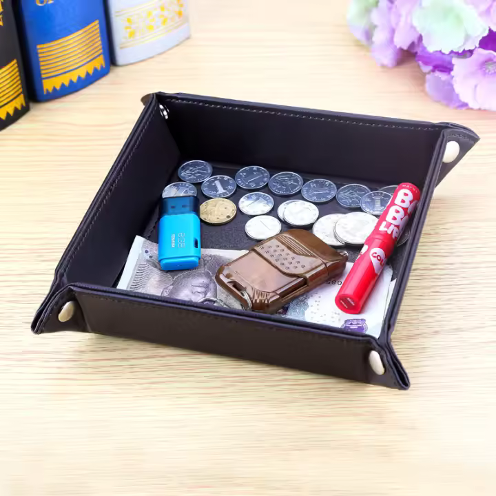 Bandera de Almacenamiento de Cuero para Escritorio Pequeña Caja Organizadora para Uso Diario en Oficina y Hogar Caja de Almacenamiento PU - 1