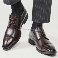 Zapatos de hombre hechos a mano con logo Dropshipping y zapatos de diseñador formales informales sólidos de goma de cuero Oxford para hombres - details 4