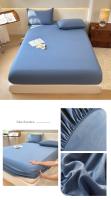 Bonenjoy-sábana ajustada de Color sólido para adultos y niños, ropa de cama elástica, agradable para la piel, funda de cama para el hogar, sin funda de almohada - details 0