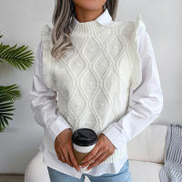 Suéter de punto sin mangas con volantes para mujer, chaleco informal, Otoño e Invierno - details 7