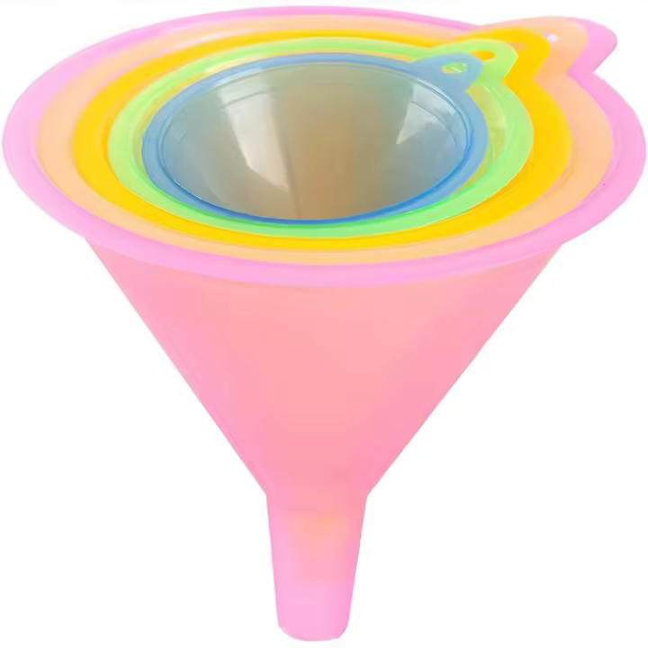Embudo de cocina de colores, herramienta dispensadora de aceite, botellas, tarros y cuencos, 5 piezas - 1