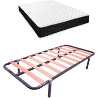 Cama Completa con Colchón Venus Reversible + Somier de Láminas Basic con 4 Patas Abrazadera, 90 x 190 - details 0