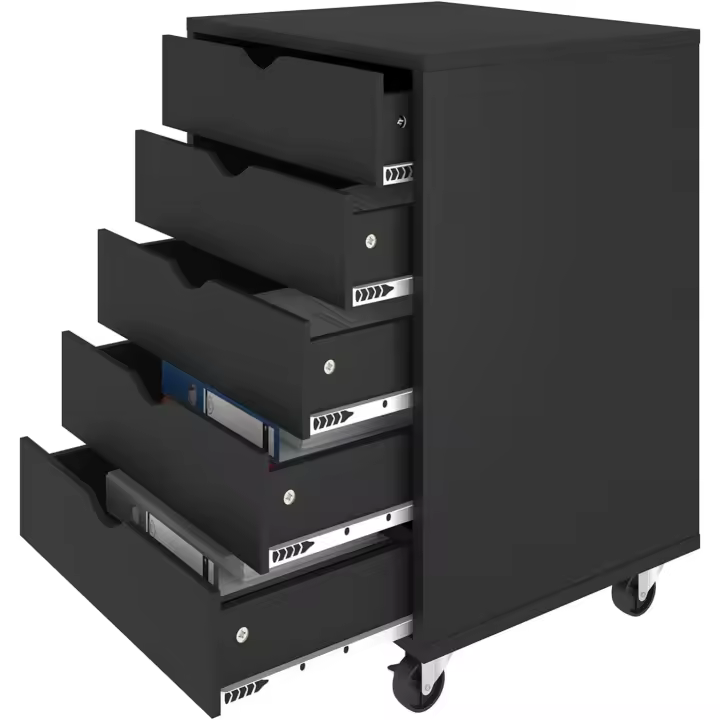 Archivadores Móviles con Correas 5 Cajones Comodos para Papel A4, Documentos, Impresoras - 1