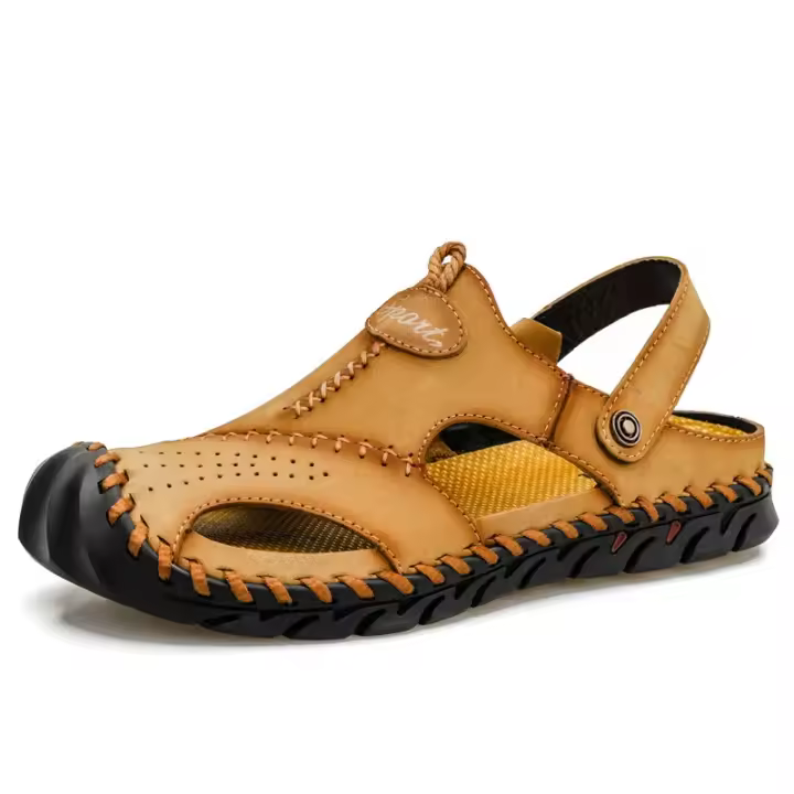 Sandalias de Cuero Genuino para Hombre Zapatillas Cómodas Suaves Zapatos de Playa para Exteriores de Verano Sandalias de Diseñador de Alta Calidad para Talla Grande - 1