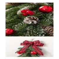 Colgante DIY corona navideña Artificial Bowknot bayas rojas vibrantes guirnalda de árbol de Navidad piñas PVC ventana decoración colgante puerta - details 11