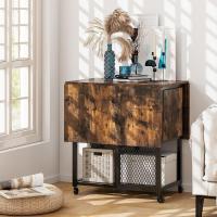 Comedor Expandible de 3 Piezas, Plegable con Hojas Abatibles con 2 Taburetes, Ruedas con Bloqueo, 2 Estantes de Almacenamiento de Malla, para Espacios Pequeños - details 1