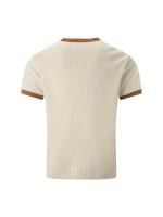 Conjunto Casual de Verano para Hombres Camiseta de Manga Corta con Patrón de Abyes y Pantalones Cortos con Cordón Light Brown y Blanco Perfecto Regalo para Él - details 10