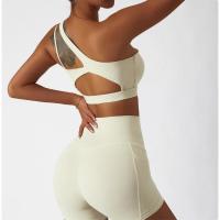 Sujetador a prueba de golpes para mujer con parte de atrás bonita, ropa deportiva para gimnasio y correr, chaleco Fiess, Top con correa Irregular, Material de nailon - details 5