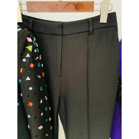Traje de pantalón con cuentas de diamantes coloridos, talla grande, blazer de un solo botón, pantalón acampanado, conjunto de do - details 10