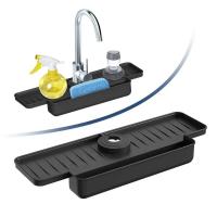 Guarda Salpicaduras de Grifo de Lavabo de Silicona Mejorado Porta Esponja para Fregadero de Cocina y Baño Organizador de Empaque de Viaje - details 0