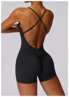 Material de nylon cruzado del estilo sólido sin mangas del top corto del puente de la yoga para el verano/primavera - details 2