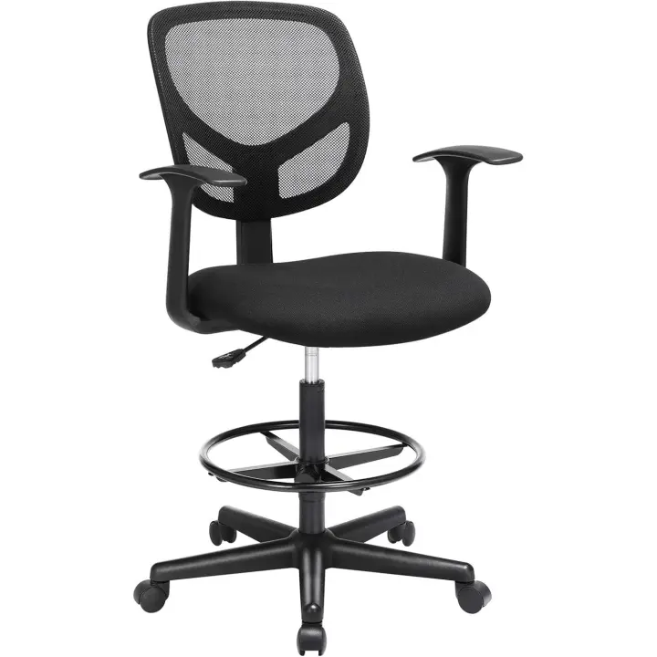Reposapiés Regulables, Silla de Dibujo Ergonómica, Silla de Oficina con Reposabrazos, Asiento de - 1