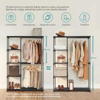 Armario de Ropa, Perchero, Burro Ropa, 124 x 43 x 182 cm, 2 Secciones para Colgar, con Compartimentos, Gran Capacidad, para Dormitorio, Salón, Lavandería, Topo RYG026R02 - details 18