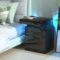 Mesita de Noche Inteligente con 3 Cajones, Mesita de Noche para Dormitorio, Mesas Auxiliares de Madera Estilo Moderno para Sala de Estar 45 x 40 x 67 cm - details 7