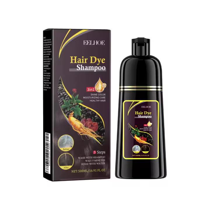 Champú para teñir el cabello, cubierta blanca y gris, reparación de tinte rápido Natural, limpieza seca y dañada, raíces nutritivas, restauración de cabello negro - 1