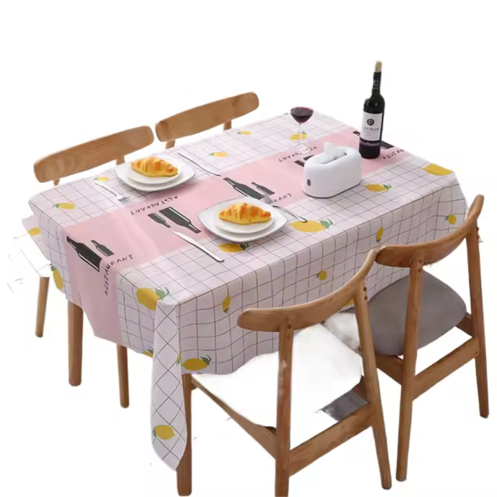 Mantel de PVC impermeable, resistente al aceite, para cocina, mesa de comedor rectangular, con rejilla impresa, cubierta ondulada antiincrustante. - 1