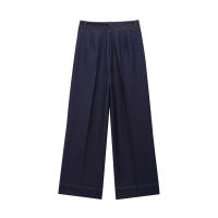 OUWU- Chaqueta De Mujer Con Cuello Redondo Y Manga Larga Con Costuras Contrastantes, Pantalones De Pierna Ancha De Cintura Alta, Nuevo Traje Informal De Primavera - details 7