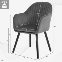 Silla de Comedor Estilo Vintage Juego de 1, Silla Cocina, Silla Nordica con Respaldo y Reposabrazos, Tela Pana, Estructura de Madera, Sillas para Tocador, Escritorio, Crema, EZS26cm-1 - details 56