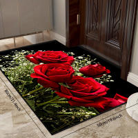 Alfombra De Piso Moderna De Cocina, Patrón De Rosa, Antideslizante, Colorida, Para Interior, 1 unidad - details 1