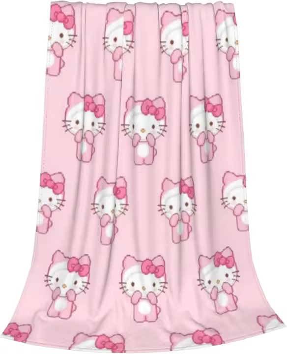 Manta de Anime Cat de Hello Kitty, suave y ligera, antipelusas, cálida, ropa de cama para dormitorio, siesta, todas las estaciones - 1