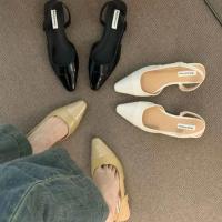 Sandalias de Tacón Bajo 24 para Mujer Color Nude Francés, Punta Afilada, Estilo Pequeño Fragante, Tacones Gruesos, Estilo Trasero - details 7